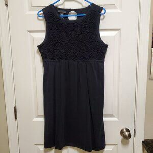 Apostrophe Little Black Dress w/Flowered Front Bodice Detail